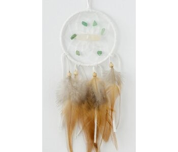 3" White Vision Seeker Dream Catchers are detailed with a quartz crystal