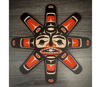 12" Wall Plaque - Red Salish Sun by Raven Wolden
