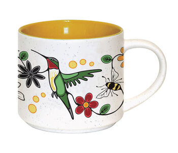 16oz Ceramic Mug Hummingbird (Nenookaasi) by Storm Angeconeb