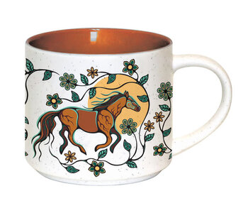 16oz Ceramic Mug Horse (Bebezhigooganzhii) by Storm Angeconeb