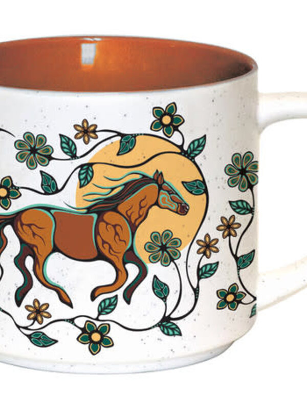 16oz Ceramic Mug Horse (Bebezhigooganzhii) by Storm Angeconeb