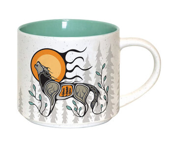 16oz Ceramic Mug  Wolf (Ma’iingan)  by Storm Angeconeb