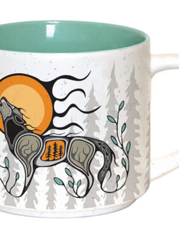 16oz Ceramic Mug  Wolf (Ma’iingan)  by Storm Angeconeb