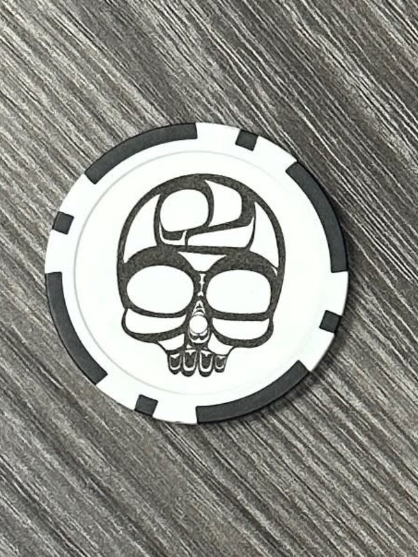 Skull Poker Chip Golf Ball Marker by Patricia Mather