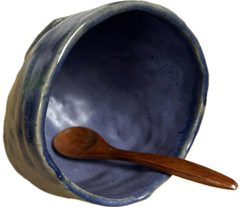 Pottery by Cynthia Robinson - salt pig/serving dish w spoon