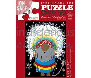 72 Piece Puzzle in Tin - Chief Christmas by Shana Yellow Calf