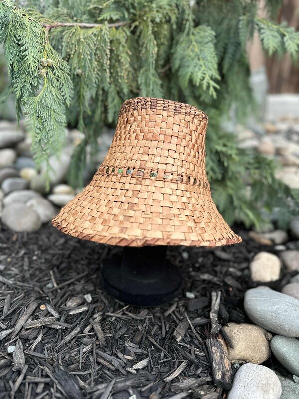 Traditional Cedar Hat w Abalone by Lee Prevost