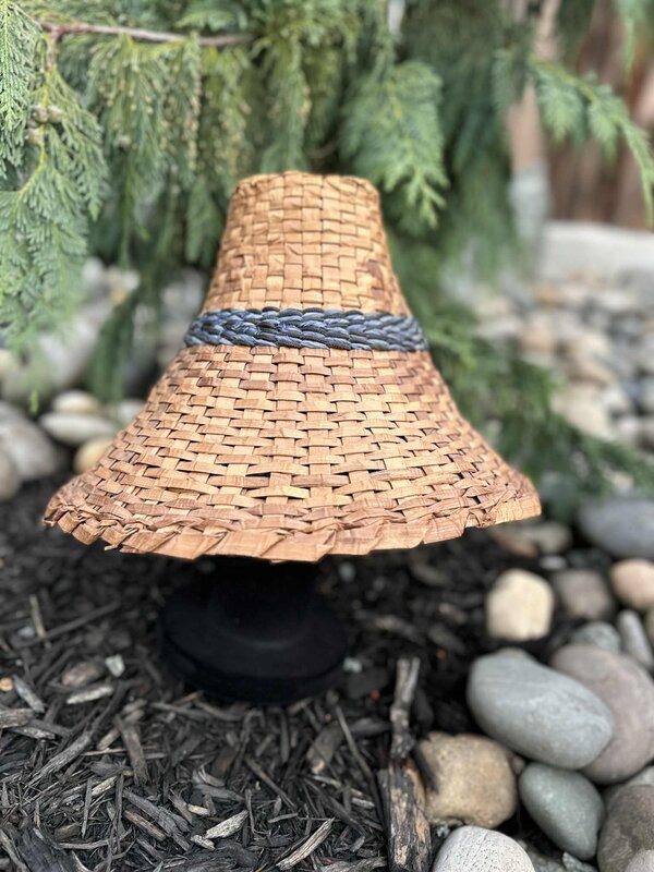 Traditional Cedar Hat With accent band -by Lee Prevost