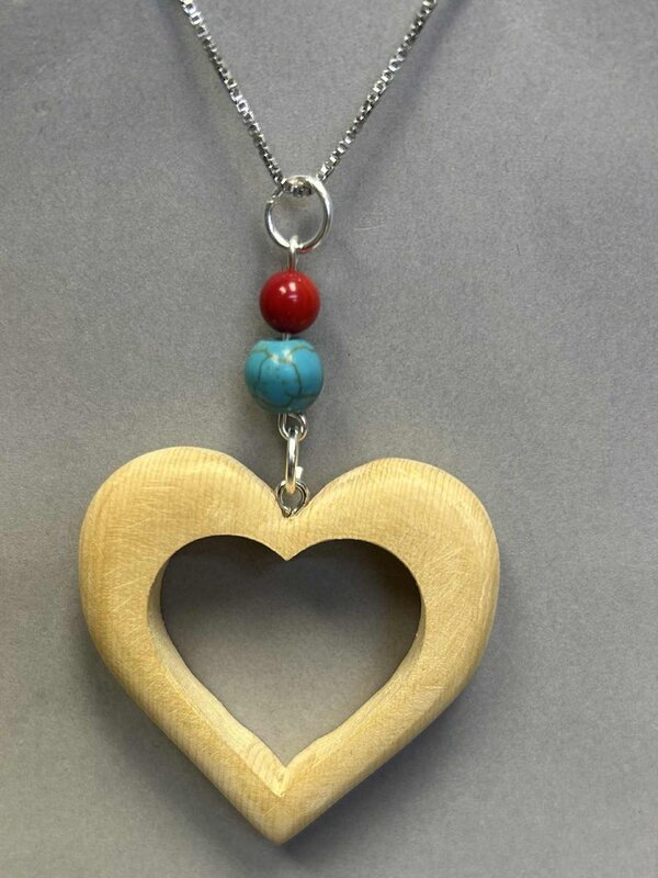 Hand Made Cedar Heart Pendant by Wayne Belong