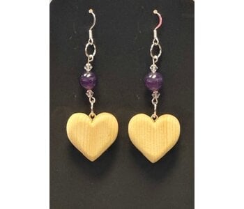 Hand Made Cedar Heart Earrings by Wayne Belong