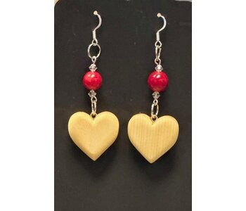 Hand Made Cedar Heart Earrings by Wayne Belong