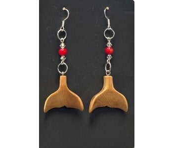 Hand Made Cedar Whale Tail Earrings by Wayne Belong