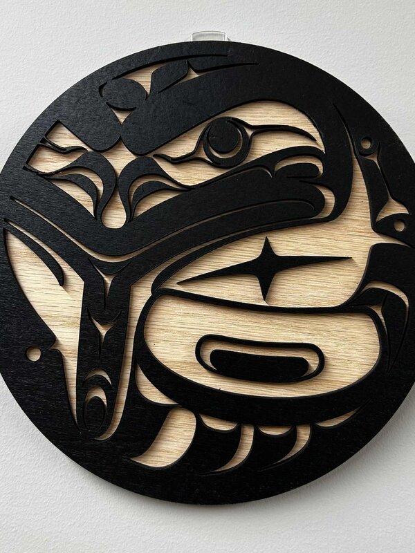 8" Wooden Plaque - The Messenger (frog) by Raven Wolden
