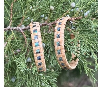 2" Woven Cedar &  Abalone Hoop Earrings by Jasmine Jack