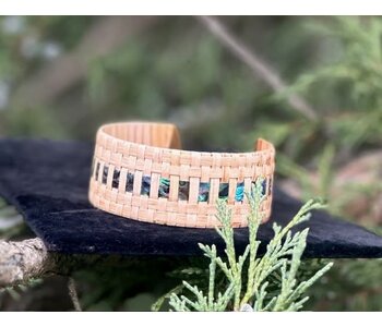 1" Woven Cedar & Abalone Cuff by Jasmine Jack