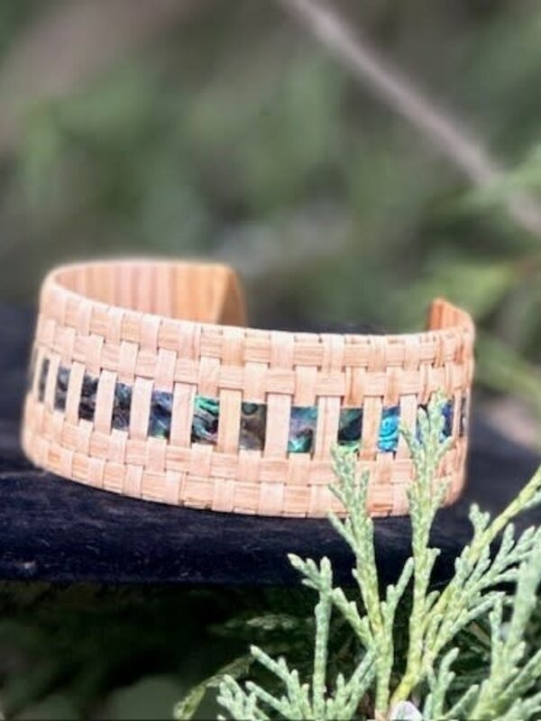 1" Woven Cedar & Abalone Cuff by Jasmine Jack