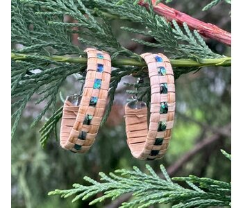 1.5" Woven Cedar & Abalone Earrings by Jasmine Jack