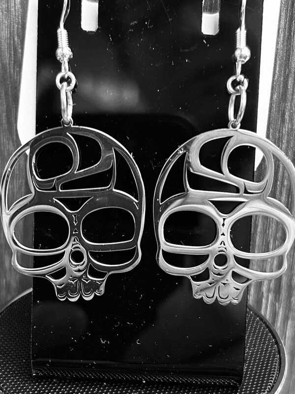 Stainless Earrings - Skull by Patricia Mathers