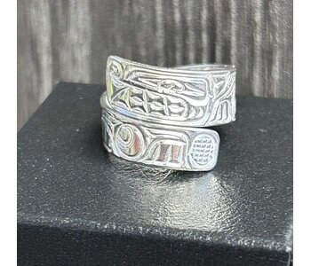 Hand carved Silver Wrap Ring - Eagle by Richard Lang SZ 7