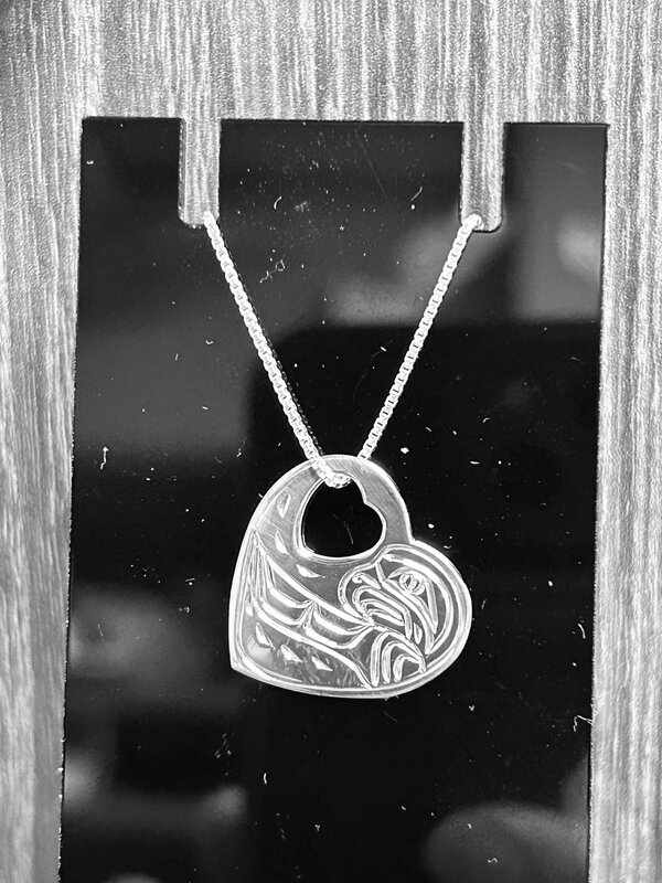 Hand Carved Eagle Heart Pendant by Vincent Henson