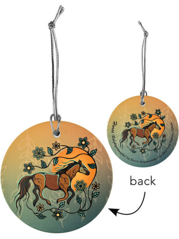 Ceramic Ornament - Horse (Bebezhigooganzhii) by Storm Angeconeb