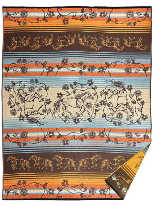 Woven Blanket - Horse (Bebezhigooganzhii) by Storm Angeconeb