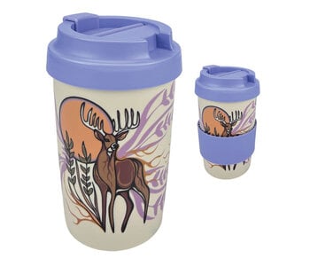 Eco Travel Mug (15oz) - Deer (Waawaashkeshi) by Storm Angeconeb