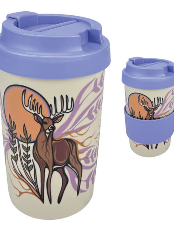 Eco Travel Mug (15oz) - Deer (Waawaashkeshi) by Storm Angeconeb