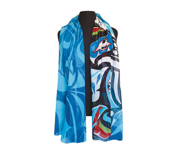 Signature Scarf - Raven and Killer Whale by Trevor Hunt