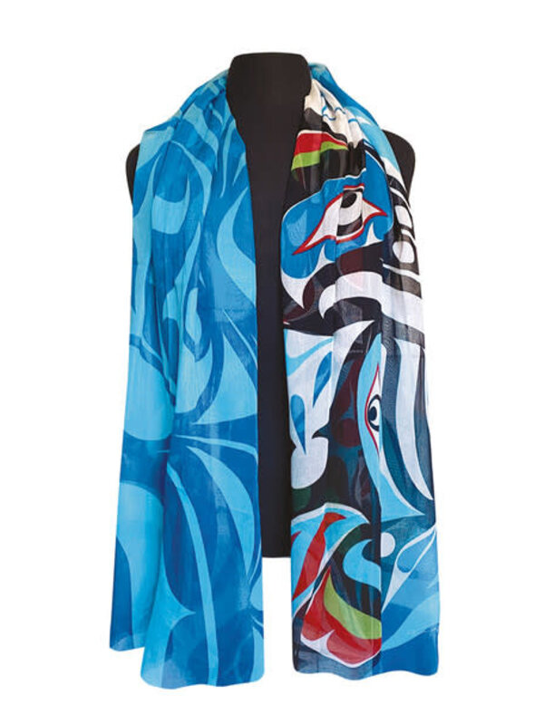 Signature Scarf - Raven and Killer Whale by Trevor Hunt