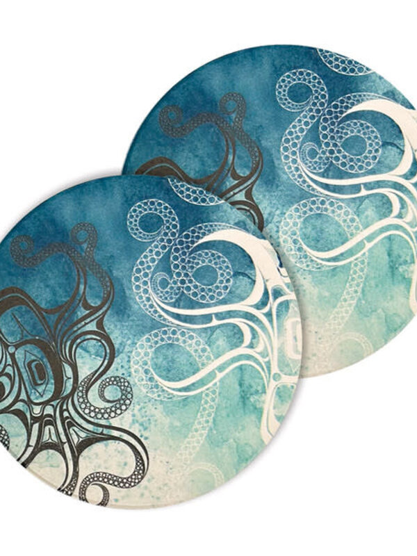 Ceramic Coasters (set of 2) - Octopus (Nuu) by Ernest Swanson