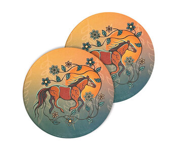 Ceramic Coasters (set of 2) - Horse (Bebezhigooganzhii) by Storm Angeconeb