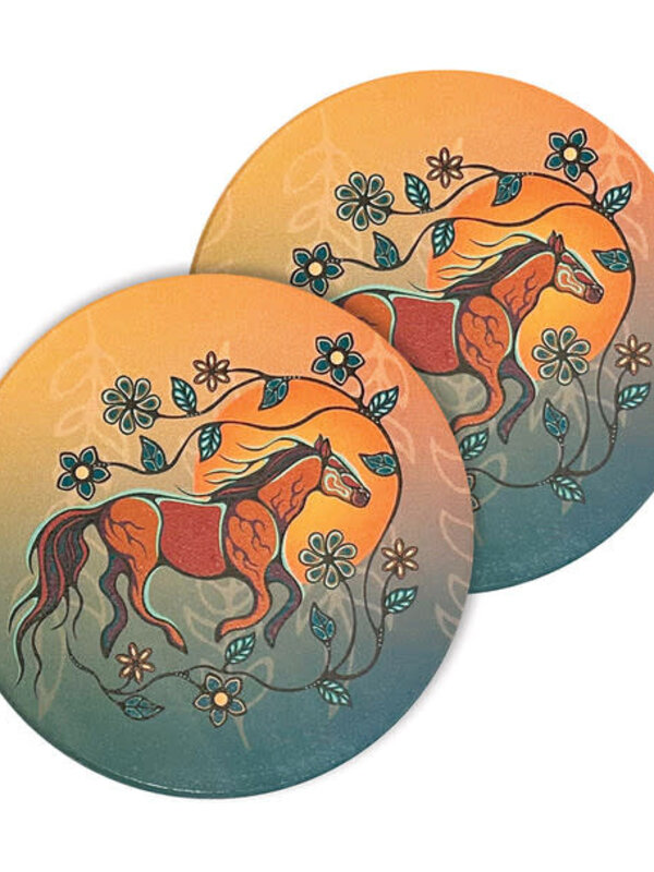 Ceramic Coasters (set of 2) - Horse (Bebezhigooganzhii) by Storm Angeconeb