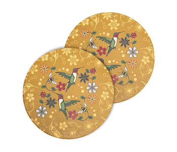 Ceramic Coasters (set of 2) - Hummingbird (Nenookaasi) by Storm Angeconeb