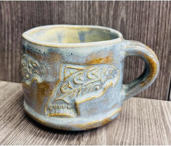 Pottery by Cynthia Robinson - Mug with salmon stamp