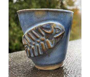 Pottery by Cynthia Robinson -Ghost Salmon mug