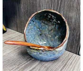 Pottery by Cynthia Robinson - Lrg. Salt Pig w Spoon