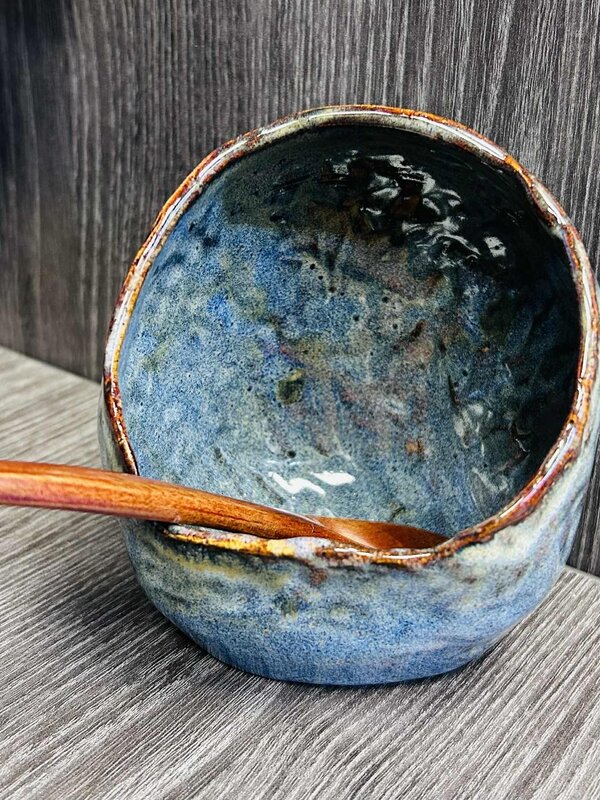 Pottery by Cynthia Robinson - Lrg. Salt Pig w Spoon