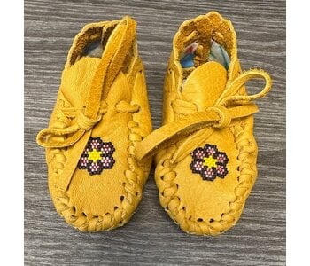 Hand Made New Baby Moccasin with flower beading by Dena Leon