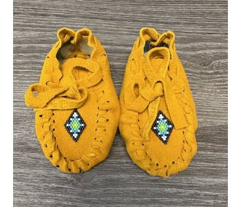 Hand Made New Baby Moccasin with Diamond Blue Flower -beading by Dena Leon