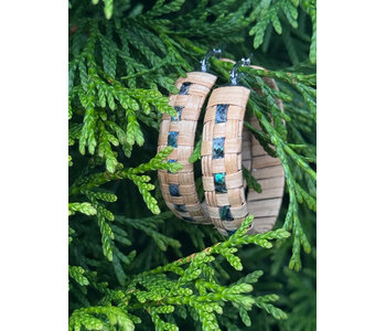 1" Woven Cedar & Abalone Earring by Jasmine Jack