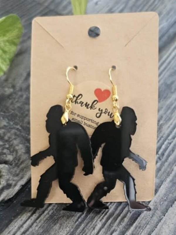 Acrylic Walking Sasquatch earrings  by Stacey Smith