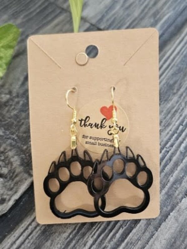 Acrylic earrings Bear Paw  by Stacey Smith