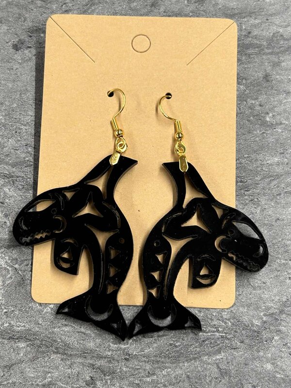 Acrylic Killer Whale earring by Stacey Smith