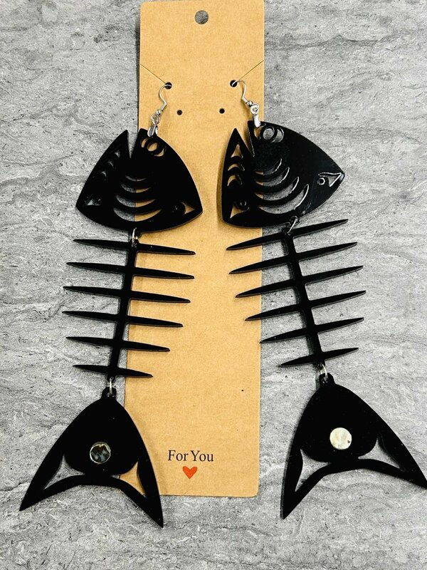 Acrylic Fish Bone earring by Stacey Smith