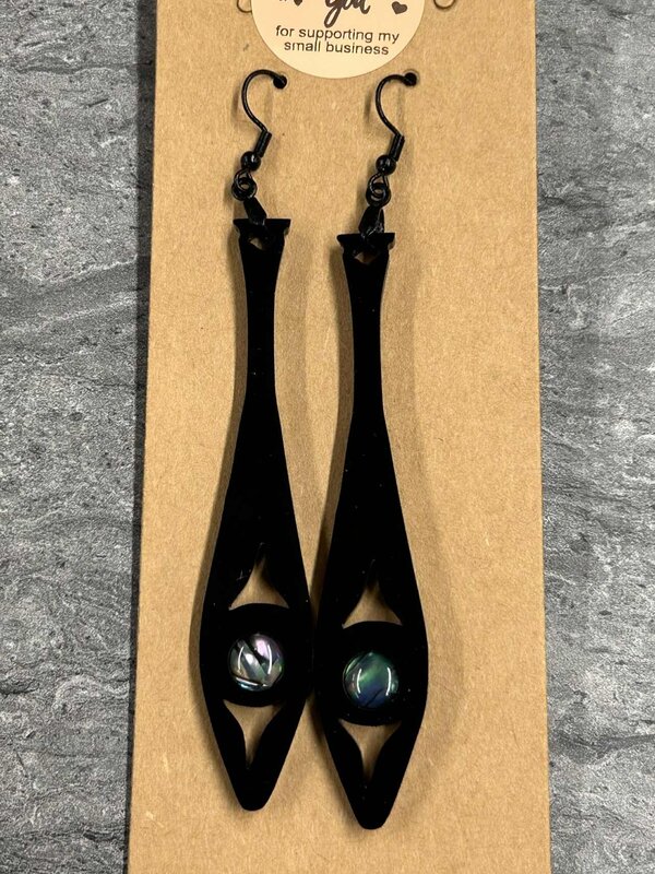 Acrylic Paddle with Abalone earrings by Stacey Smith