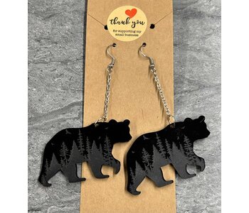 Acrylic Bear Earrings w Engraving by Stacey Smith