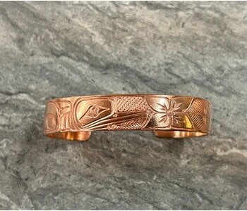 Hand Carved Copper  .5" Bracelet -Hummingbird by Richard Lang