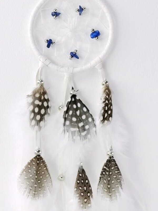 2.5" White Dream Catcher with Semi-precious Stones