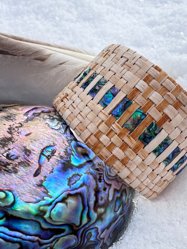 1.5" Woven Cedar & Abalone Cuff by Jasmine Jack